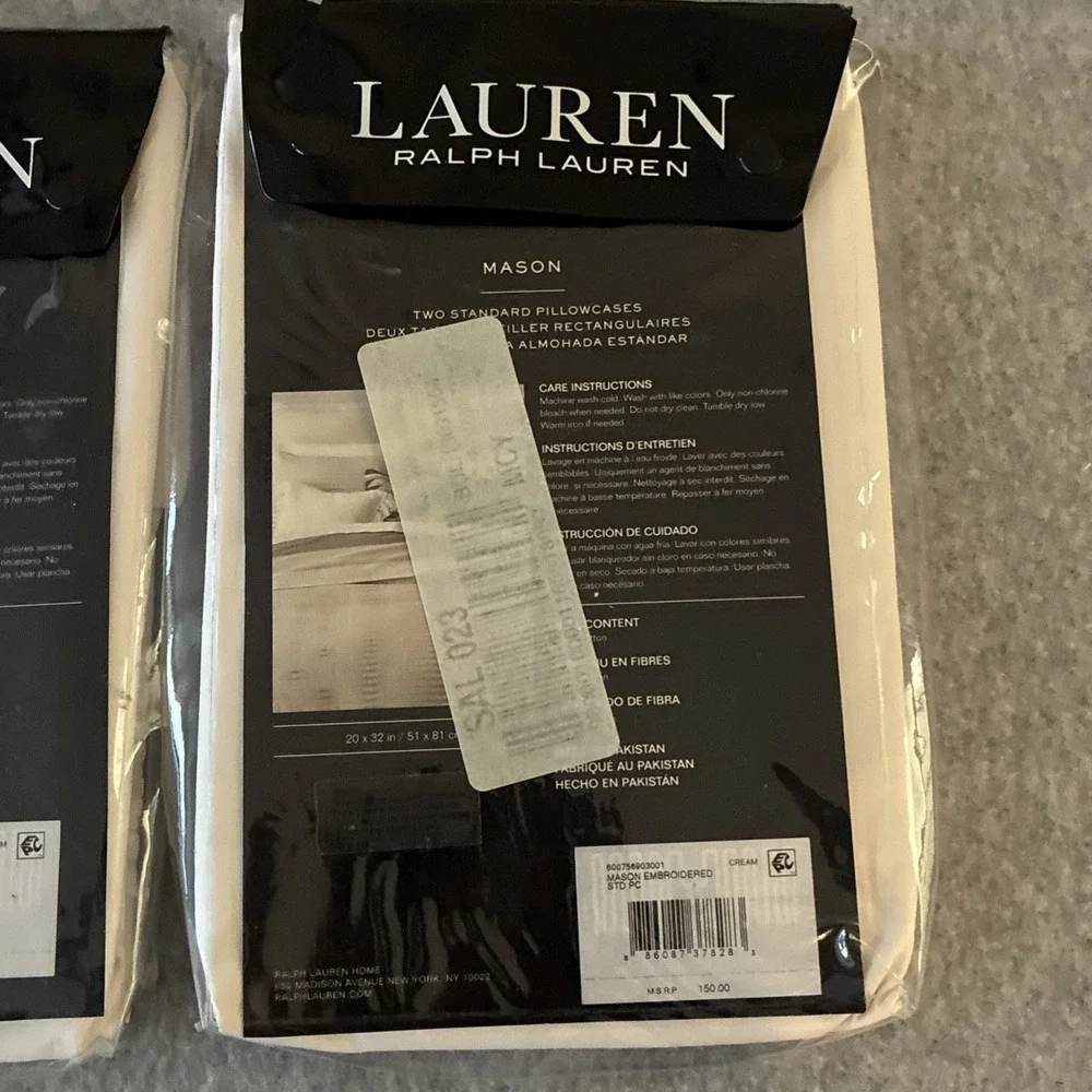 LAUREN RALPH LAUREN Mason Embroidered Pillowcases Pair Standard Cream 4 Included
